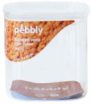  Pebbly Dóza , PKV-044, skleněná, čtverec, na jídlo, skleněné víko, 800 ml, 11 x 11 x 11 cm