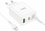 hoco. N33 hálózati töltő 1xUSB-A és 2xUSB-C csatlakozással és Type-C - Lightning kábellel 35W - fehér