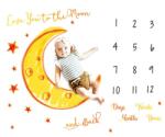 drool Paturica Milestone plusata pentru fotografii memorabile Luna Galbena Drool (UPU2lun1) Lenjerii de pat bebelusi‎, patura bebelusi