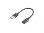 Lanberg USB-C(F) 3.1->USB-A(M) kábel 15cm fekete (AD-UC-UA-03)