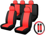  11 részes univerzális üléshuzat szett - két helyen osztható - légzsákos - piros-fekete - 01570