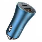 Baseus Golden Contactor Pro autós töltő, USB + USB-C, QC4.0 +, PD, SCP, 40 W (kék) - szalaialkatreszek