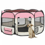 vidaXL rózsaszínű összecsukható kutyakennel hordtáskával 125x125x61 cm (171011)