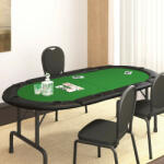 vidaXL zöld összecsukható pókerasztallap 10 játékosnak 208x106x3 cm (80400)