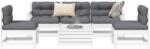 vidaXL Set canapea de gradina, 6 piese, alb, lemn masiv pin (3250749)