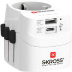 SKROSS PRO Light világutazó hálózati csatlakozó átalakító , földelt, és USB töltő 1A USB és 1C USB bemenettel