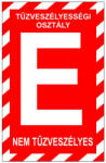  " e" tűzveszélyességi osztály, 16x25cm / 1 mm Műanyaglemez