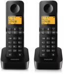 Philips Telefon fix PHILIPS PH-D2602B/53 D2602 ecran 4.1 cm difuzor timp de convorbire 16 ore set 2 bucati Negru (ph-d2602b/53)