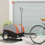 vidaXL fekete-narancssárga vas kerékpár-utánfutó 45 kg (94145) - vidaxl