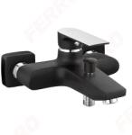 FERRO Algeo Square Black / Chrome fali egykaros kád-zuhany / kádcsaptelep / kád csaptelep / kádtöltő, fekete - króm színű, BAQ1BLC
