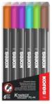 Kores Marker permanent, varf rotund 1.0mm, 6 culori/set, KORES (KO22146)