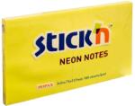 STICK'N Notes autoadeziv 76x127 mm, 100 file/set, galben neon, STICK'N (HO-21135)