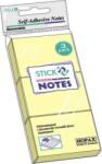 STICK'N Notes autoadeziv 38x51 mm, 3x100 file/set, galben, STICK'N Pastel (HO-21127)