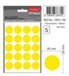TANEX Etichete autoadezive color, D 25 mm, 100 buc/set, galben, TANEX (TX-OFC-132-YE)