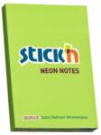 STICK'N Notes autoadeziv 76x51 mm, 100 file, verde, STICK'N Neon (HO-21163)