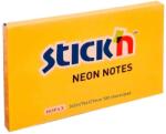 STICK'N Notes autoadeziv 76x127 mm, 100 file/set, portocaliu neon, STICK'N (HO-21168)