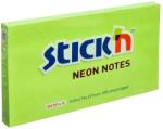 STICK'N Notes autoadeziv 76x127 mm, 100 file/set, verde neon, STICK'N (HO-21171)