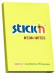 STICK'N Notes autoadeziv 76x51 mm, 100 file, galben, STICK'N Neon (HO-21132)