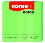 KORES Notite autoadezive, 75x75 mm, 100 file/set, verde neon, KORES (KO47077)
