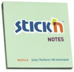 STICK'N Notes autoadeziv 76x76 mm, 100 file, verde pastel, STICK'N (HO-21150)