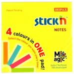 STICK'N Notes autoadeziv 76x76 mm, 100 file, 4 culori neon, STICK'N Magic (HO-21571) - gooffice