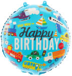 PartyPal Szülinapi fólia lufi 18" 45cm Happy Birthday, autós (LUFI918185)