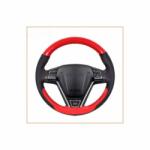 Alemarauto Husa volan din piele cu gaurele negru si carbon ac si ata rosie marime M (ALM 140623-1)