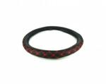 Alemarauto Husa volan imitatie piele neagra cusatura rosie marime M (ALM 160817-21)