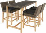 tectake Lovas rattan bárasztal 4 Latina székkel (4276650)
