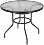 SPRINGOS 90 cm-es, kerek kerti asztal, fém, üveg tetővel (GF1021)