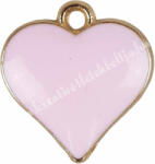  Fémmedál, szív, rózsaszín, 1, 7x1, 6 cm (phall_ENAM-N054-73E)