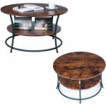 ModernHOME Asztal, kerek dohányzóasztal, pad, két ipari munkalap modernhome (PJJCFT0122/PJJCT0122)