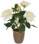 Decoration & Design Kft Selyemvirág rózsa kerámia kaspó fehér 36cm (100004312)