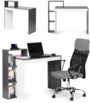 ModernHOME Fehér és szürke irodai számítógépes íróasztal, asztal + könyvespo (CHDK07-DG)
