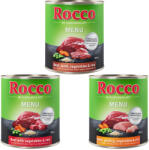 Rocco Rocco 22 +2 gratis! 24 x 800 g Menu/World Trip Hrană câini - Menu, 4 sortimente (Pasăre, legume & orez, Vită, Miel, orez)