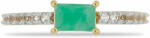  Arannyal Bevont Ezüst Gyűrű Brazil Smaragddal és Fehér Topázzal, (Y53181/57)