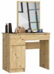 Akord Furniture Factory Fésülködőasztal/smink, 2 bal fiók tükörrel, ruhásszekrény, kézműv (MCTART-210420-AK)