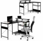 ModernHOME Sarok számítógépes íróasztal 3 fekete polccal (PJJCT0140)