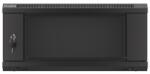 Lanberg WF01-6404-10B 19" 4U SZÉL: 600 MÉLY: 450 MAG: 290 lapraszerelt üvegajtós fekete fali rack szekrény (WF01-6404-10B)