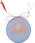 Onore Martisor oglinda rotunda, Onore, bleu, piele ecologica, 1 x 7 cm diametru, model elefant roz