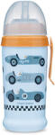  Canpol Babies Sport Cup - Szívószálas ivópohár kupakkal 350 ml 12 hó+ (világoskék, versenyautók)
