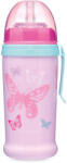  Canpol Babies Sport Cup - Szívószálas ivópohár kupakkal 350 ml 12 hó+ (rózsaszín, lepkék)