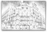  PontPöttyöző - Casa Batlló, Barcelona Méret: 40x60cm, Keretezés: Keret nélkül (csak a vászon), Szín: Kék