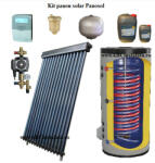 Panosol Kit pachet Panou solar Panosol cu 45 tuburi vidate si boiler 300 litri cu 2 serpentine pentru 6-8 persoane
