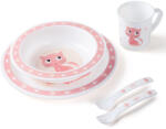 Canpol babies CANPOL Műanyag ebéd készlet Cute Animals (tányérka, tálacska, bögre, evőeszközök) 12hó+ rózsaszín