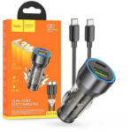 hoco. szivargyújtó töltő adapter USB-A + Type-C bemenettel + Type-C - Type-C kábel - 43W - HOCO NZ12A Dual Port Fast Charging Set - fekete - rexdigital