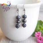 Kristály Jóga Shop Larvikit, hematit, matt hematit 8 mm-es fülbevaló, nemesacél köztesekkel