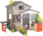 Smoby Căsuța Prietenilor ecologică cu ghiveci lângă bucătărie în culori naturale Friends House Evo Playhouse Green Smoby s kvetináč extensibilă (SM810229-1H) Casuta pentru copii