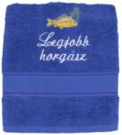  Törölköző hímzett - Legjobb horgász, ponty - királykék (THLH5001)