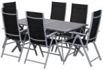 art Set mobilier gradina/terasa, aluminiu, blat sticla, negru si argintiu, 1 masa, 6 scaune, Ash (AR22048)
